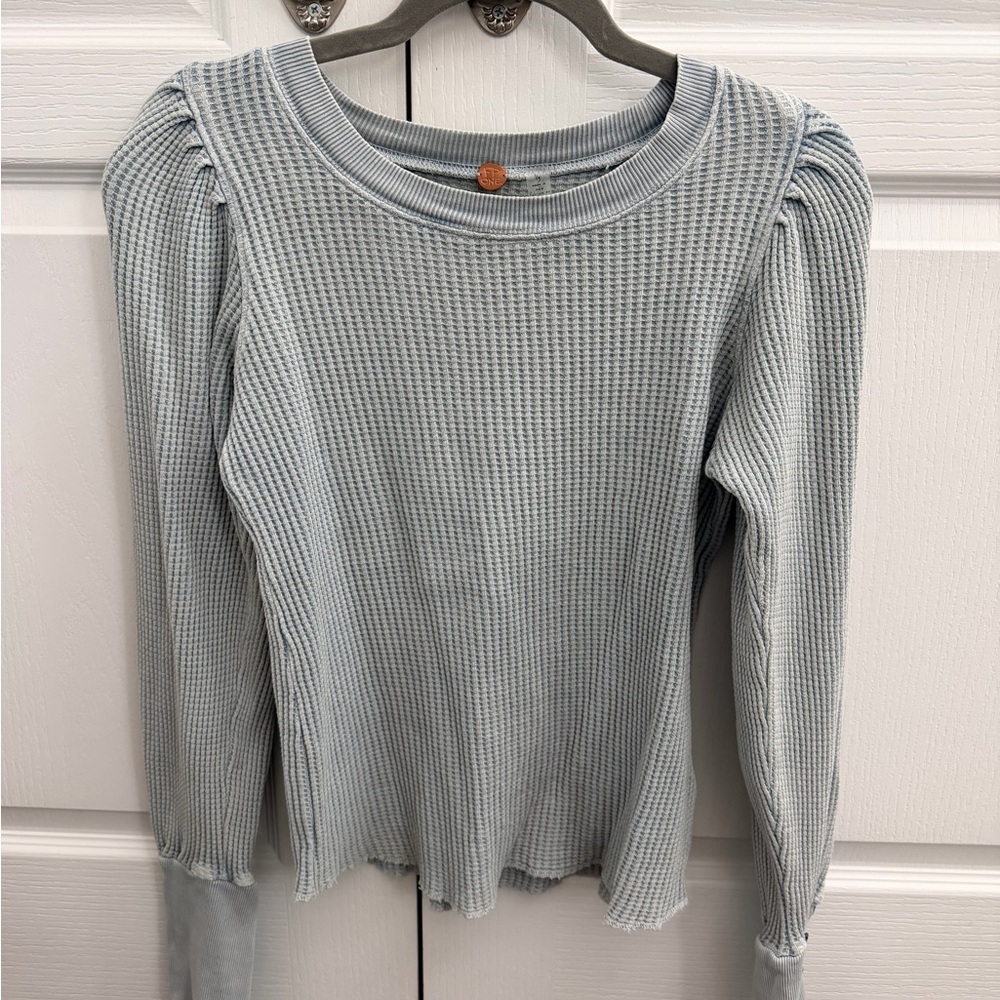 Free People One Waffle Knit Long Sleeve Top